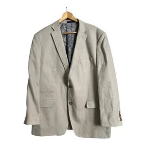 Alan Flusser Linen Sport Coat Blazer Tailored Fit Preppy Suit Jacket Twee 46L